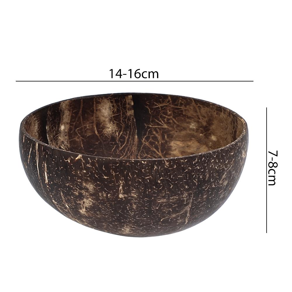 12-15CM Polished Coconut Shell Bowls Serving Dishes Fruit Salad Wooden Reusable Utensils Natural Coconut Bowl Breakfast Party