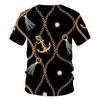 Crystal Necklace Pattern T-shirt Leopard Jewelry 3D Printing T Shirt Round Neck Short Sleeves Summer For Men Street Fashion Tee