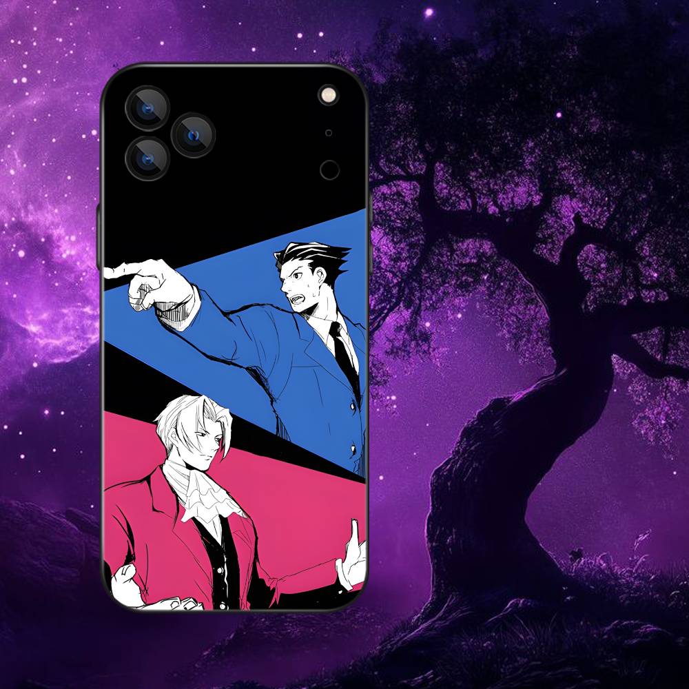 Game Ace A- Attorney Phone Case For iPhone 17,16,15,14,13,12,Pro,Max,Plus,E,SE4,Air,Mini Black Soft Box
