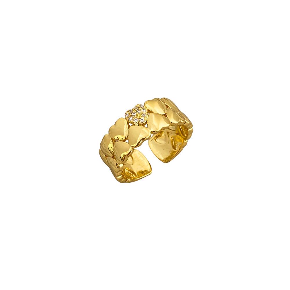Sweet Temperament Double Row Heart Zircon Pinky Ring - High Design, Light Luxury, Simple Hand Jewelry for Women