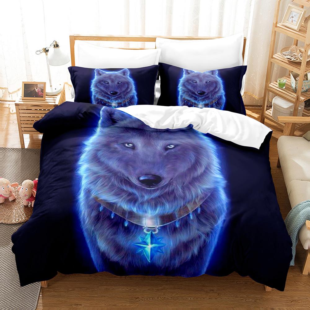 Personality Wolf Bedding Set Single Twin Full Queen King Size Wolf Bed Set Aldult Kid Bedroom Duvetcover Sets 3D Print 032
