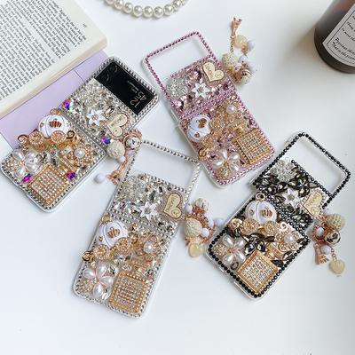 Luxus Bling Strass Hartschale Vollbohrung Kürbis Auto Handyhülle für Samsung Z Flip 3/4/5/6