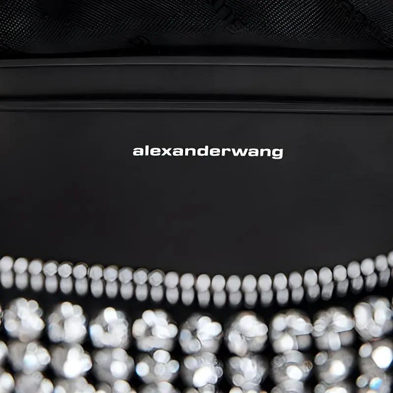 Alexander Wang Crystal Mesh Top Zipper Clutch Crystal Glass Women's Clutch Bag Silver