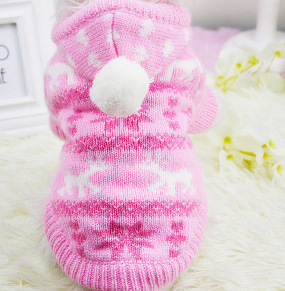Small Dog Pet Puppy Cat Hooded Jumper Knit Sweater Clothes Coat Costume Apparel