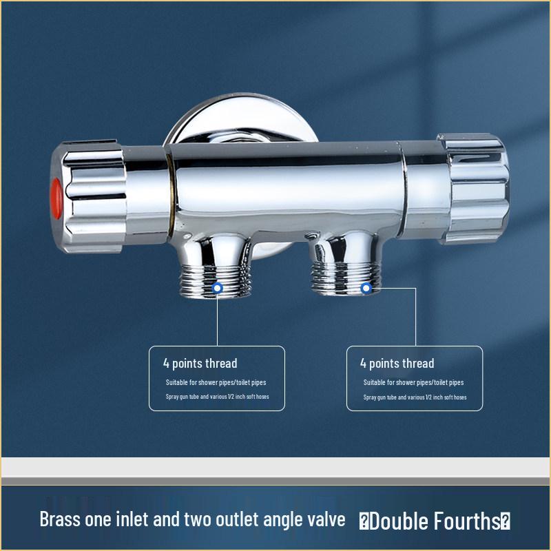 Dual Control Brass Angle Valve for Toilet & Bidet - 1-in-2-out, 3-way Multi-functional Diverter Faucet