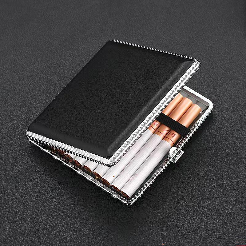 20-Piece Metal Iron Clip Cigarette Case - Creative, Personalized, Moisture-Proof, Pressure-Resistant Leather Holder in New Chinese Style