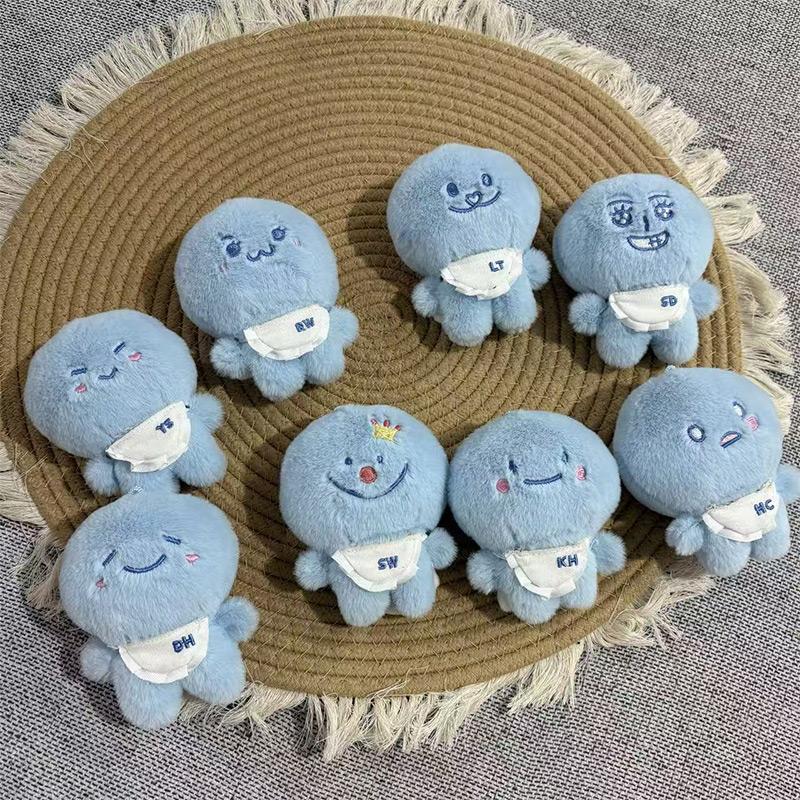 Idol K-Pop Blue Plush Toy Keychain Cute Toy Pendant Soft Fluffy Unique Expression Plush Merchandise Gifts Fan Goods