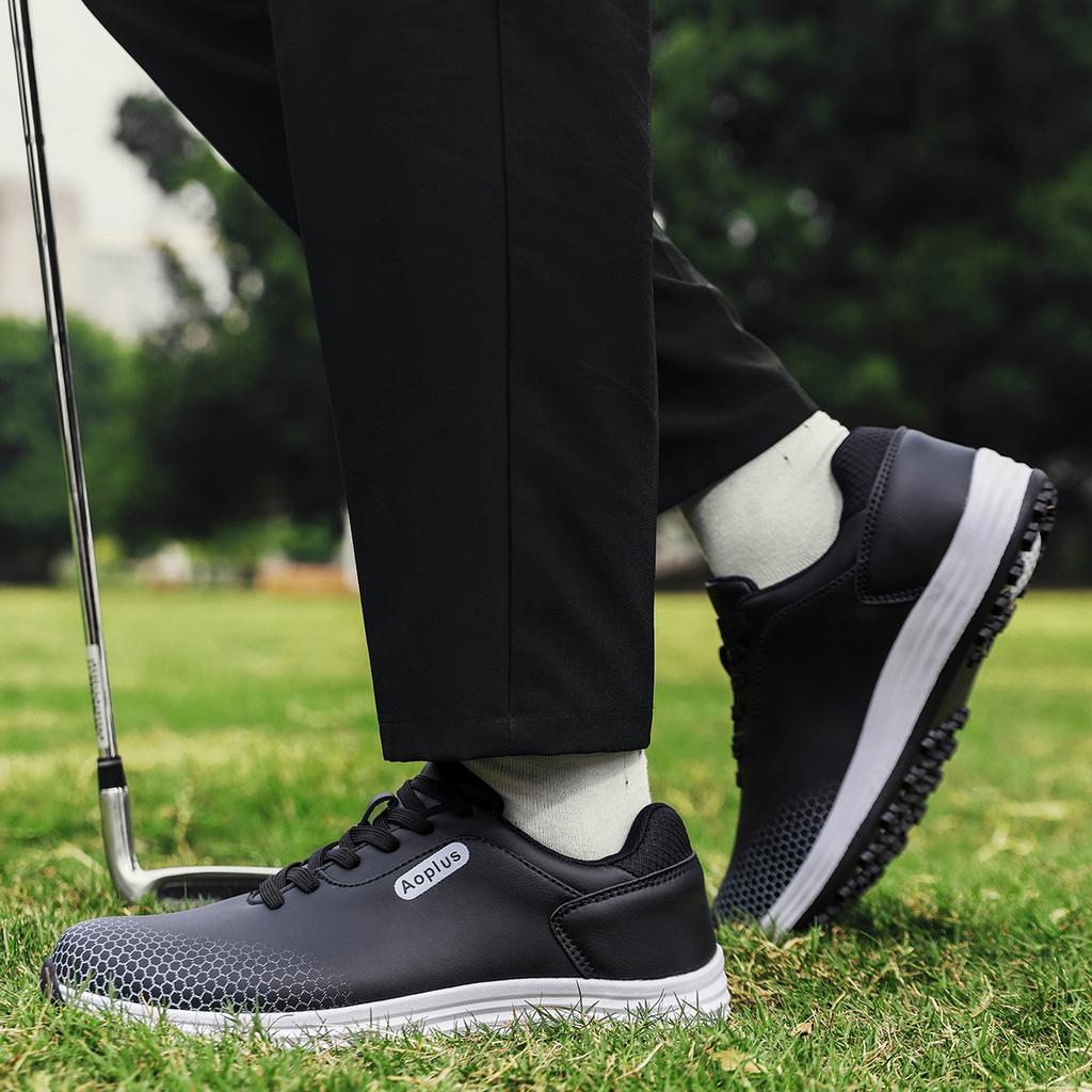 Golf men's shoes waterproof and non-slip fixed nails straps white casual breathable sports shoes