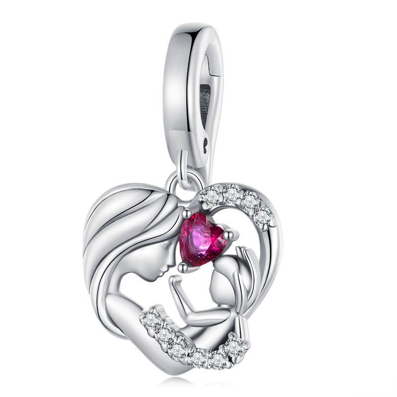WOSTU 925 Silver Family Jewelry Series Mother & Daughter Charm Sister Beads Angel Guardian Pendant Fit DIY Bracelet NEW