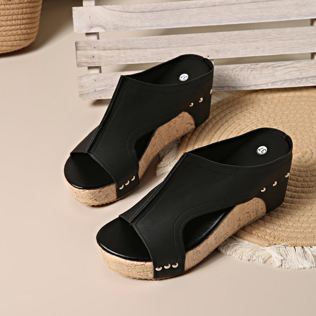 Fashion Women Summer Retro Peep Toe Wedges Casual Slippers Slides Women Retro Women Slippers Roman Open Fashiopn Toe Platform Sandals