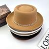 New Four Seasons Top Hat Diamond Felt Hat Curled Flat Top Fashion Versatile Sunscreen Women'S Hat