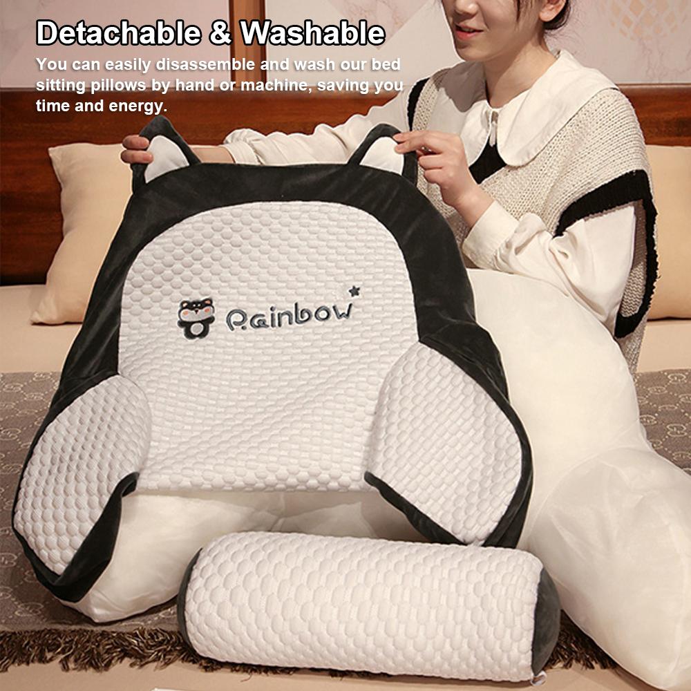 Cartoon Bed Reading Pillow Backrest Cushions with Arms Lumbar Cushions for Watching TV, Sitting In Bed, Reading