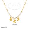 Gold Starfish Pearl Necklace Paperclip Link Chain Choker for Women Beach Theme Jewelry