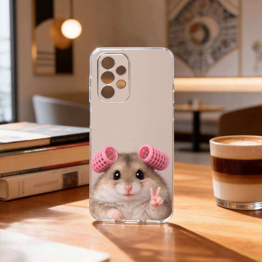Cute Animal Fluffy Hamsters Phone Case Transparent Silicone Soft For Samsung S25,S24,S21,S22,S23,S30,Ultra,S20,Plus,Fe
