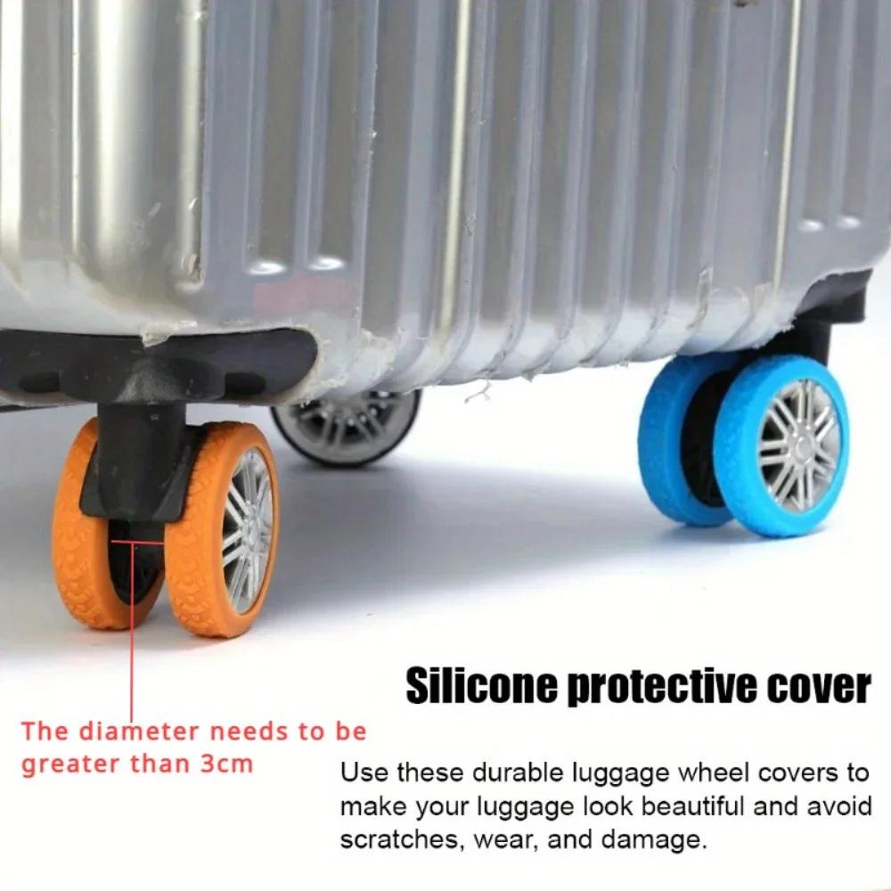 8PCS Silicone Luggage Wheel Covers - Universal Wheel Protector for Suitcase, Noise Reduction & Scratch Proof  Travel Accessories