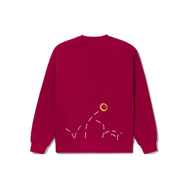 Li-Ning X Disney Winnie The Pooh Cartoon Letter Print Sports Pullover Sweatshirt Unisex Tops Bull-Red AWDS547-3