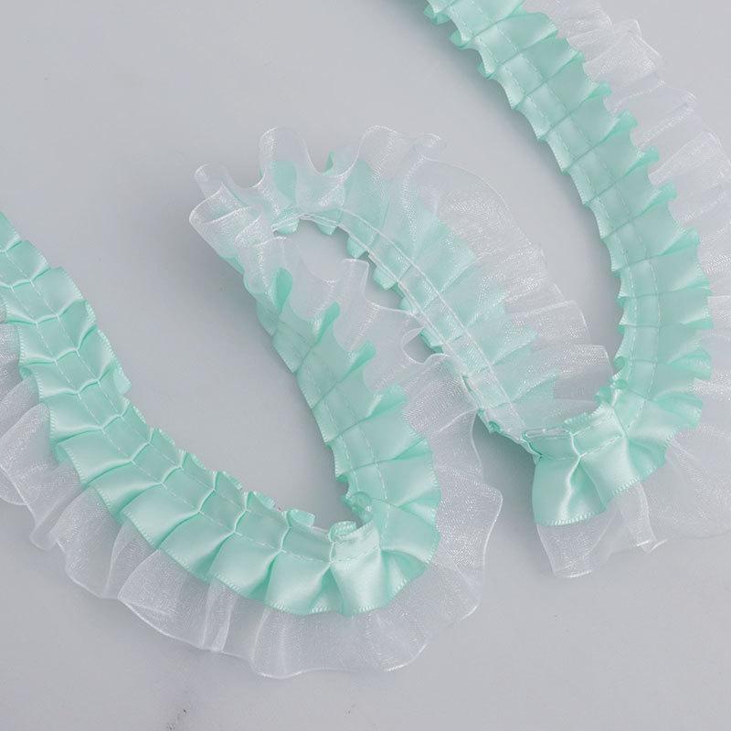 Elegant 4cm Double Pleated Polyester Sheer Chiffon Lace Clothing Accessories Skirt Hem Cuffs Handmade Diy Skirt Support Lace Crafts Making Ribbons