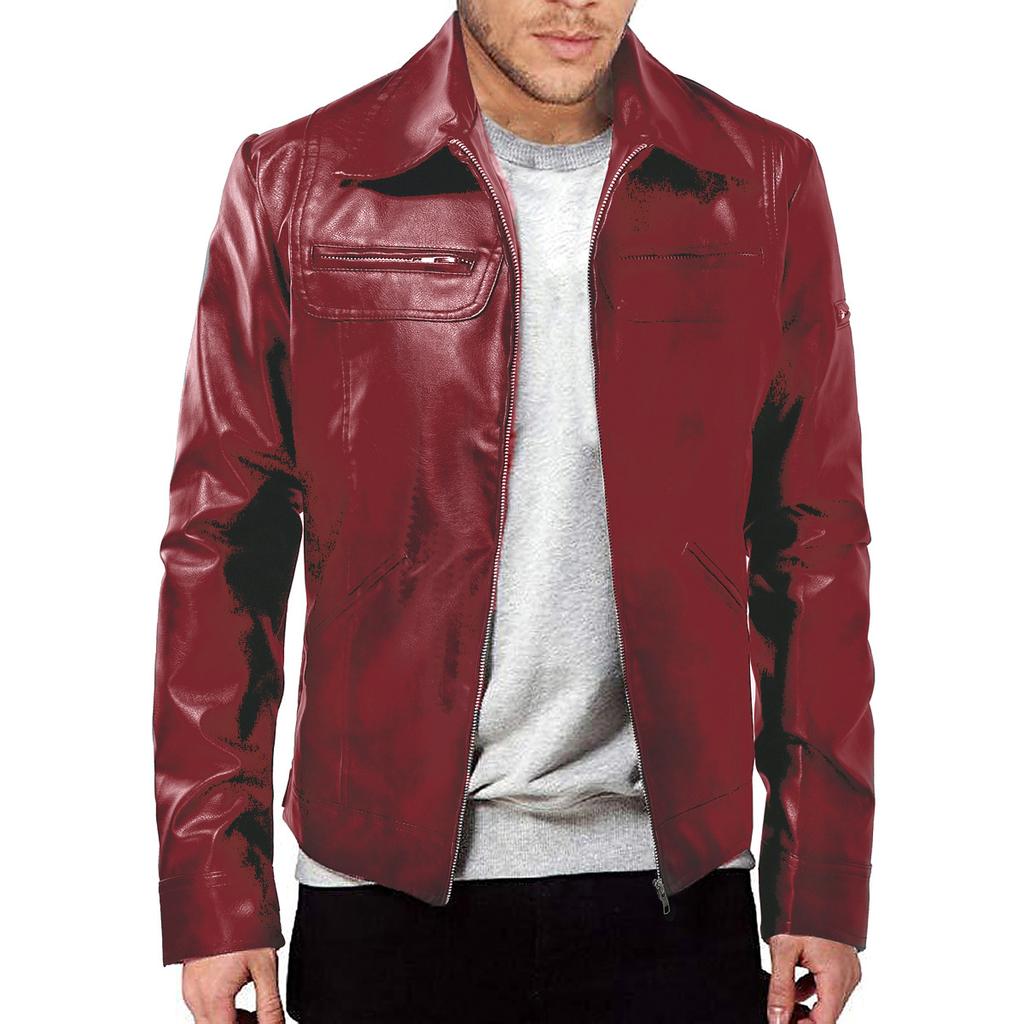 European and American men's PU leather jacket new locomotive leather jacket lapel jacket jacket