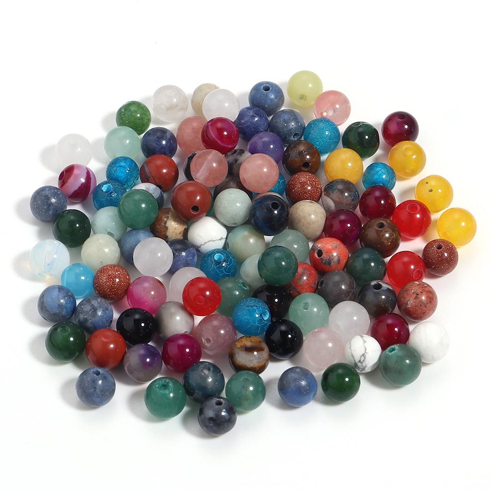 20-100pcs 4 6 8 10 12 14mm Natural Stone Beads Mixed Color Round Loose Beads For Jewelry Making DIY Necklace Bracelets Supplies