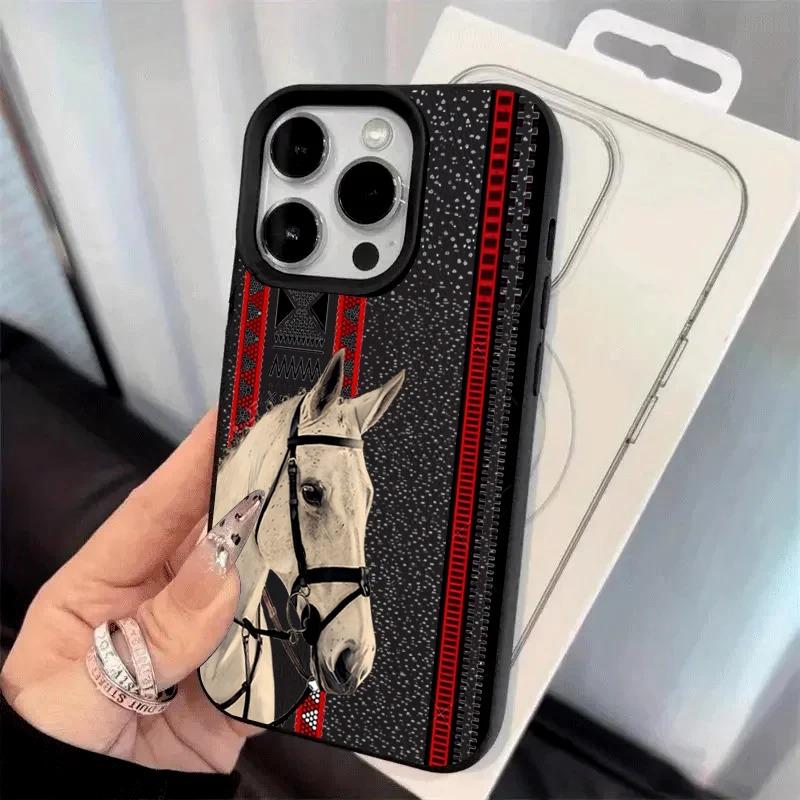 Vintage Totem Horse Pattern Phone Case For IPhone 17 16 16E 15 14 13 12 11 Pro Max XR XS Max 7 8 Plus Cute INS Cover Case