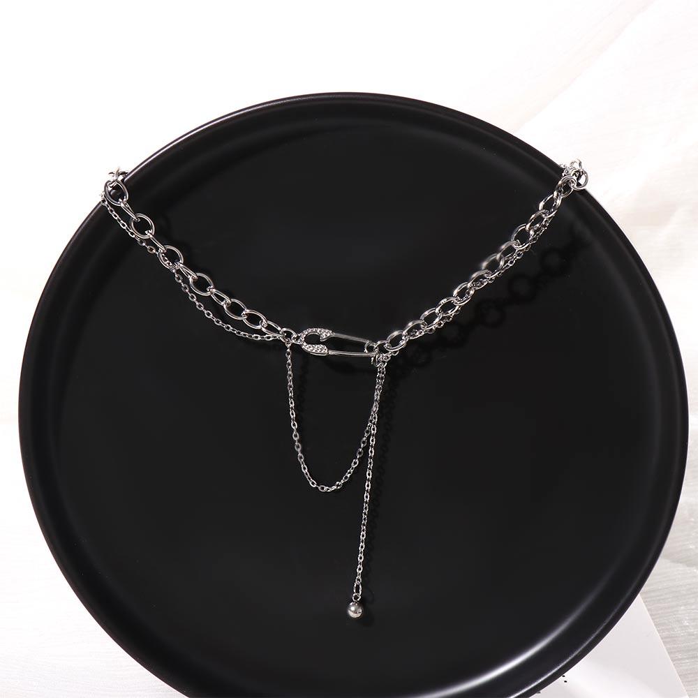 Safety Pin Dainty Sweater Necklace Party Jewelry Korean Style Pendant Necklace Women Clavicle Chain