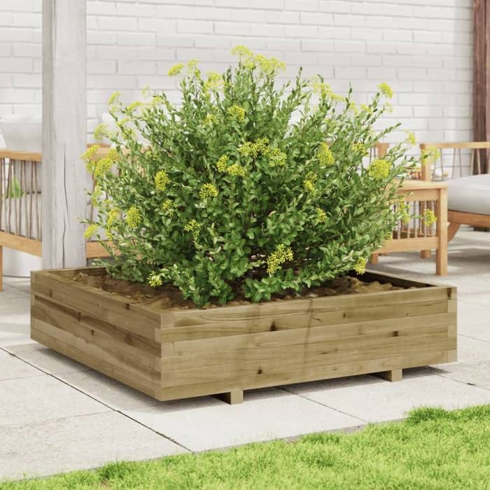 VidaXL Planter 100x100x26.5 Cm Impregnated Pine Wood, Outdoor Planter, Flower Box, Plant Box, Planter of 847322