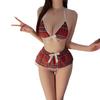 Tempting Plaid Mini Skirt Student Lingerie Set