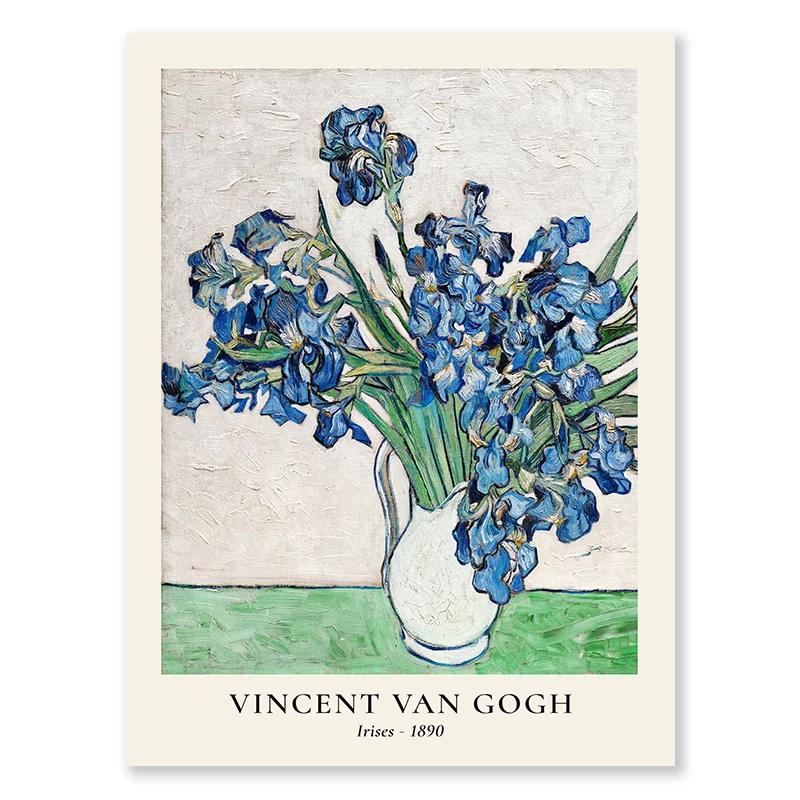 Serie de jarrones de estrellas de Van Gogh Póster Arte de pared Matisse Pintura en lienzo de flores vintage Mercado de flores Arte Decoración de pared para sala de estar del hogar