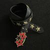 Permanent Bronze Star Embellished Faux Leather Belt For Women And Men Fashion Accessory 110cm Length
