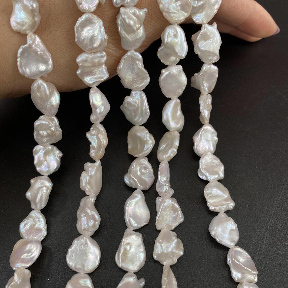 1String, Irregular Pearls, 12×16-13×18mm, White Natural Freshwater Pearl Beads for Jewelry Making DIY Supplies, Women's Craft Gifts 36cm