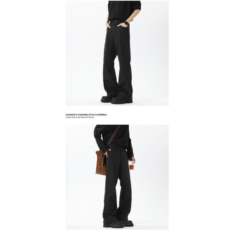 Men Cleanfit Black Draped Loose Straight Flared Casual Pants