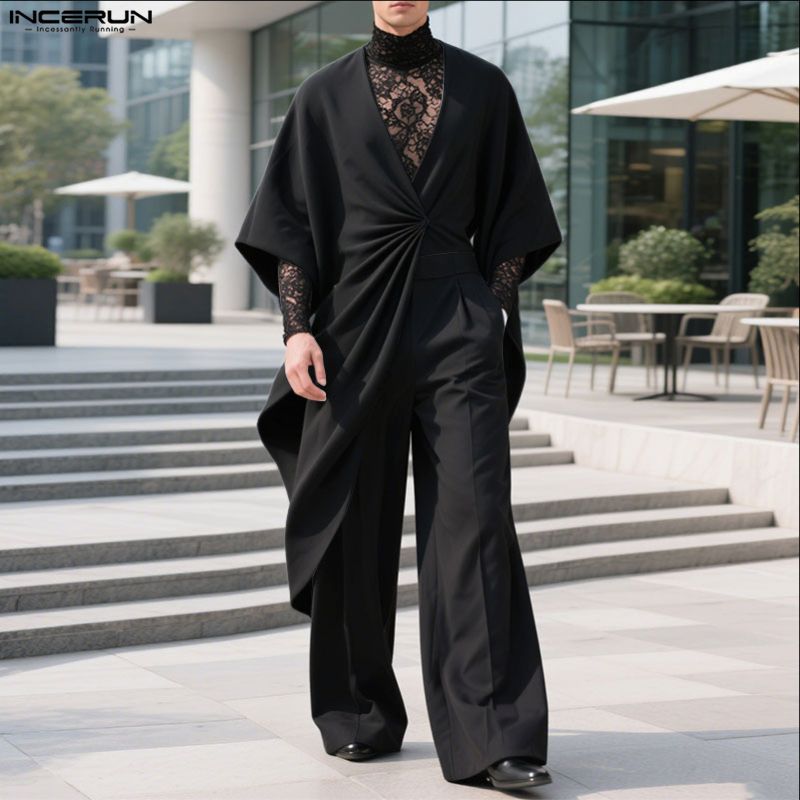 INCERUN Men Half Sleeve Twisted Irregular Casual T-Shirts Top