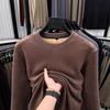 Men's Fashion Long-Sleeve Velvet Warm Hoodie - Autumn/Winter Round Neck Knit Casual Top