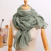 All-Season French-Style Vintage Solid Color Crinkle Pleated Scarf Lightweight Pleated Neck Scarf Shawl, Versatile Solid Color Autumn and Winter