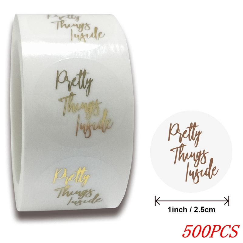 50-500pcs 1inch Clear Gold Foil Thank You Stickers for Envelope Sealing Label Stickers Pretty Things Inside for Gifts Package