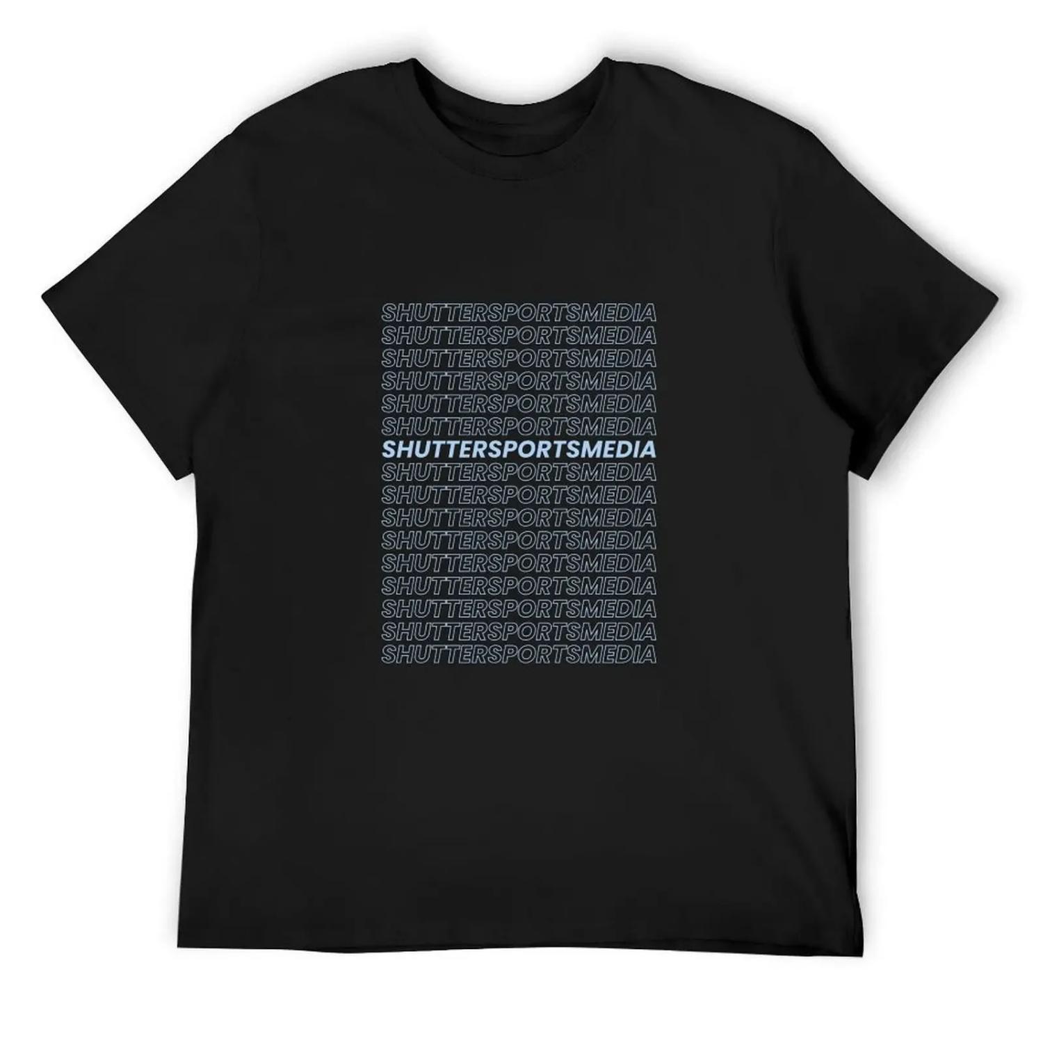 Shutter Sports Media Text Design Blue T-Shirt oversize t-shirts man korean fashion customs men clothings S чёрный