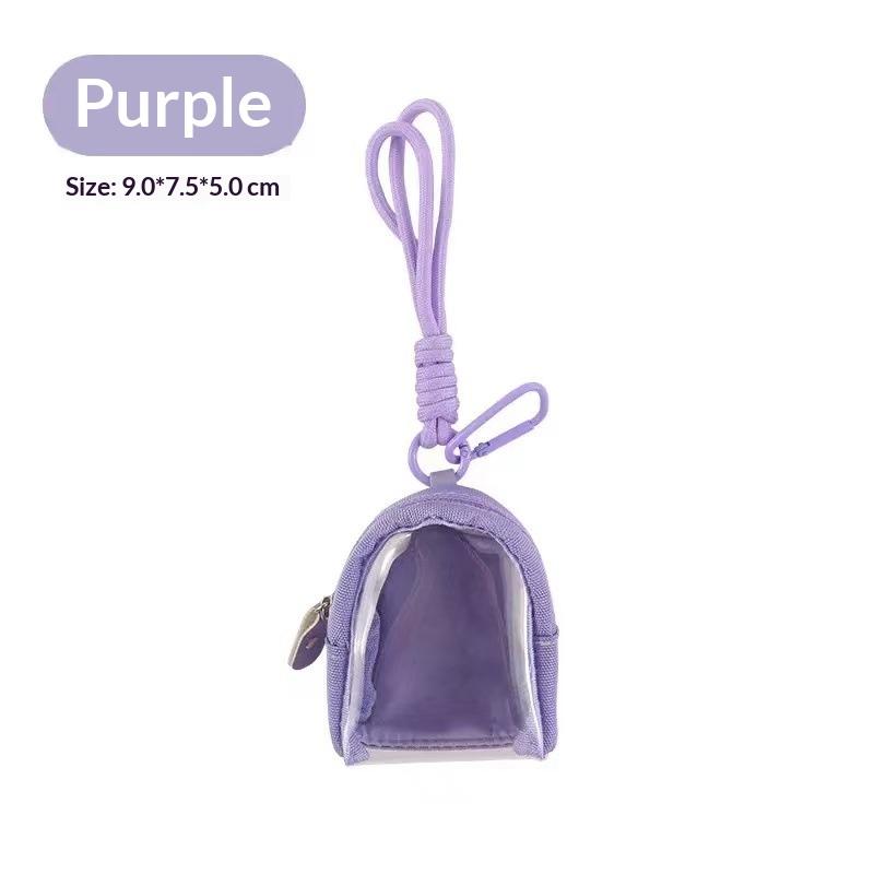 Clear Mini Coin Purse Keychain Organizer Bag Portable Storage for Quick Access to Daily Essentials фиолетовый