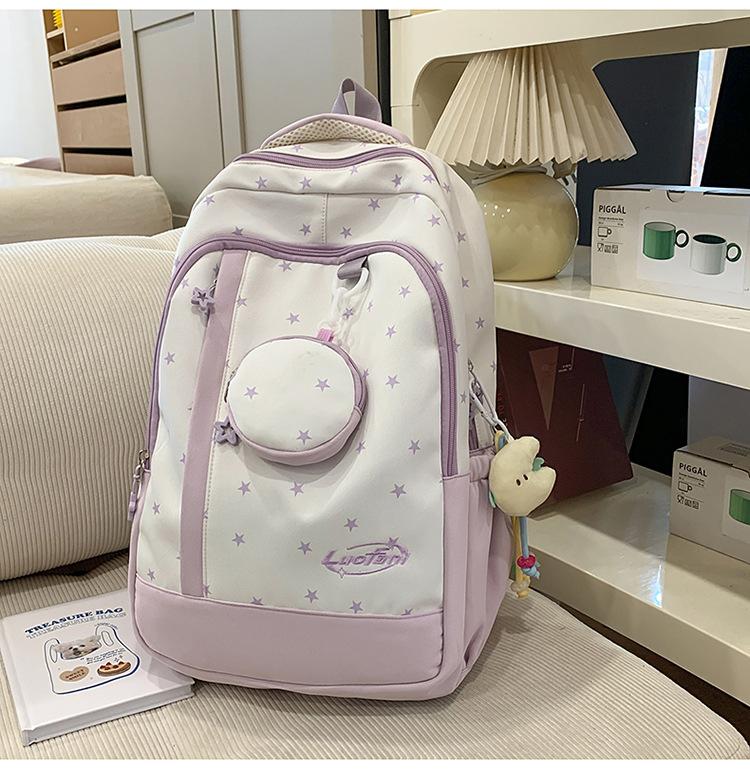 Schoolbag Korean new cute backpack versatile fresh ins lightweight large-capacity backpack star college student first school bag