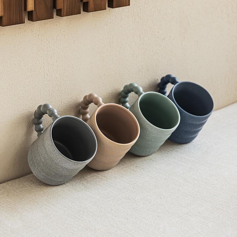 Delicate Handle Mug Minimalist Solid Color Cup Household Ceramic Cup Water Cup Large Capacity Breakfast Cup Teacup