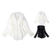 Women's Fuzzy Winter Coat Faux Fur Trim Warm Jacket Open