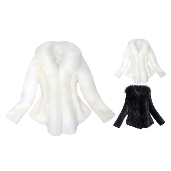 Women's Fuzzy Winter Coat Faux Fur Trim Warm Jacket Open