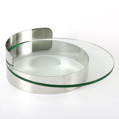 Moderner Leichter Luxus Glas Metall Rundes Tablett Nordisches Aufbewahrungstablett Obstschale Hotel Villa Wohnzimmer Musterzimmer Dekorationen