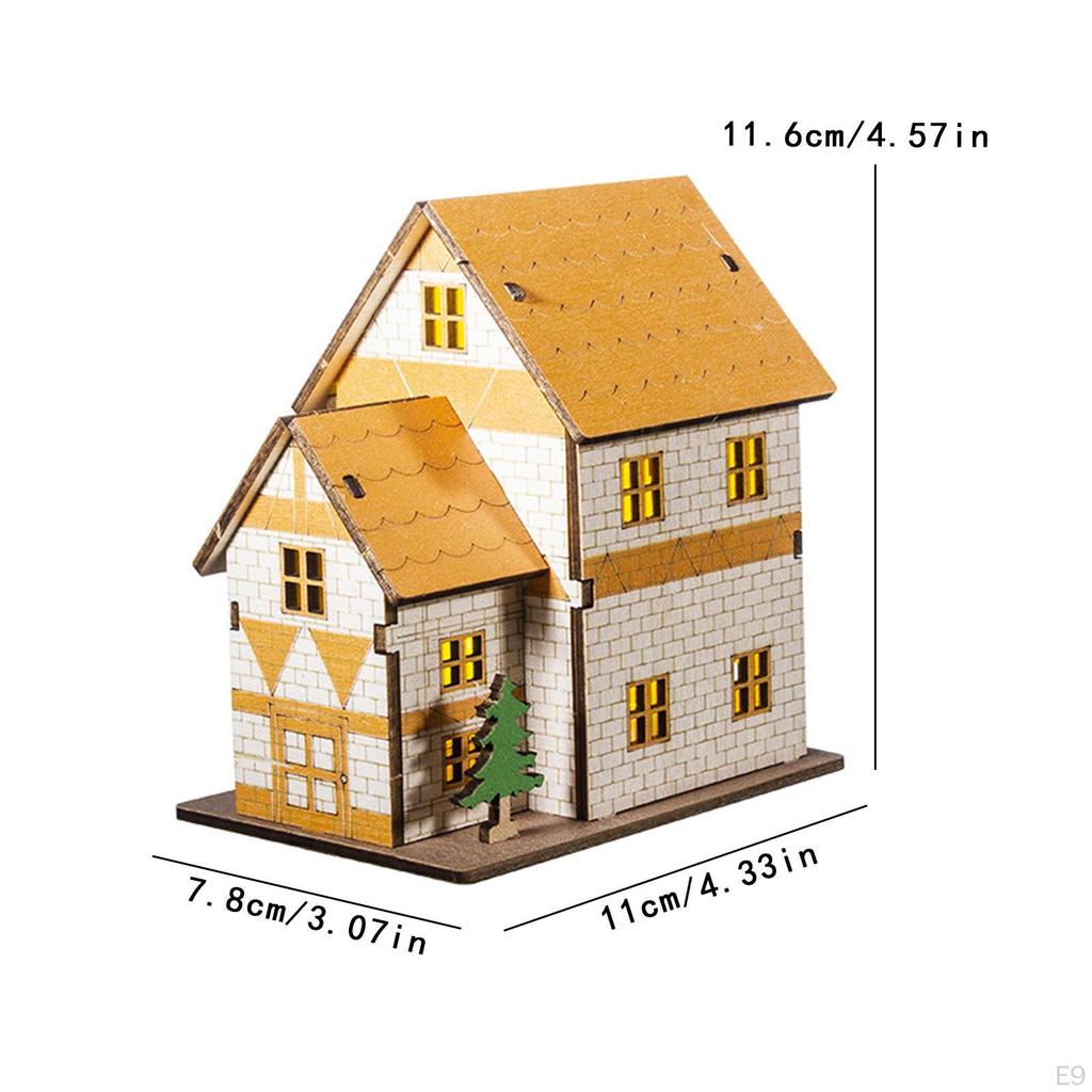 Beleuchtetes Miniaturhaus Weihnachtshütte Modell Stadtgebäude Geschenk Tiny Mockup Holz