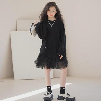 Girls' Stylish Two-Piece Sweater and Mesh Skirt Set - 2024 Spring/Autumn Collection
