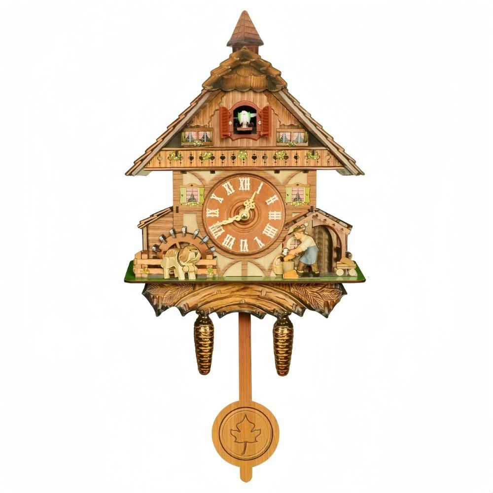 Cuckoo Clock Wall Hanging Mechanical Hourly Chime Vintage Style Living Room Bedroom Home Wall Clock Wooden Wallclock Gift