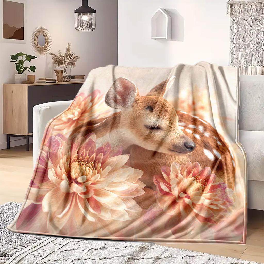 1 ks Flanelová deka s kresleným potiskem, Vysoce kvalitní, Pohodlná pro všechna roční období, Domácí dekorace, Teplo a pohodlí, Perfektní jako vánoční dárek k narozeninám