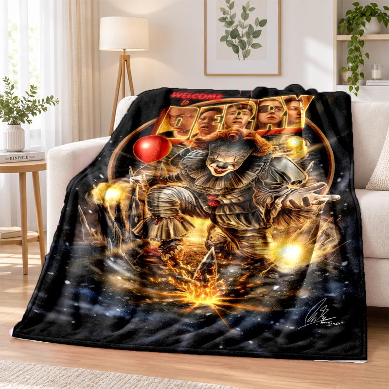 IT Pennywise Flannel Throw Blanket Soft Warm Cozy For Sofa Bed Indoor Home Bedroom Use