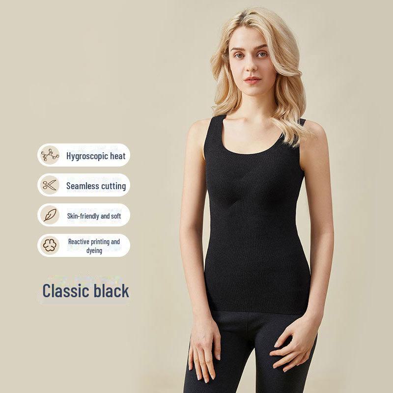 

Deluxe Seamless Warm Vest with Chest Pads - Bra-Free Underwear with Hyaluronic Acid for Autumn and Winter. M