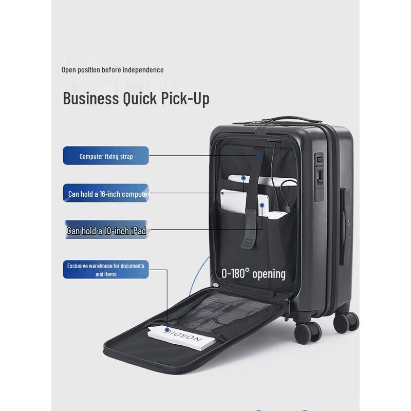 OIWAS Front-Open Carry-On Luggage with USB Charging