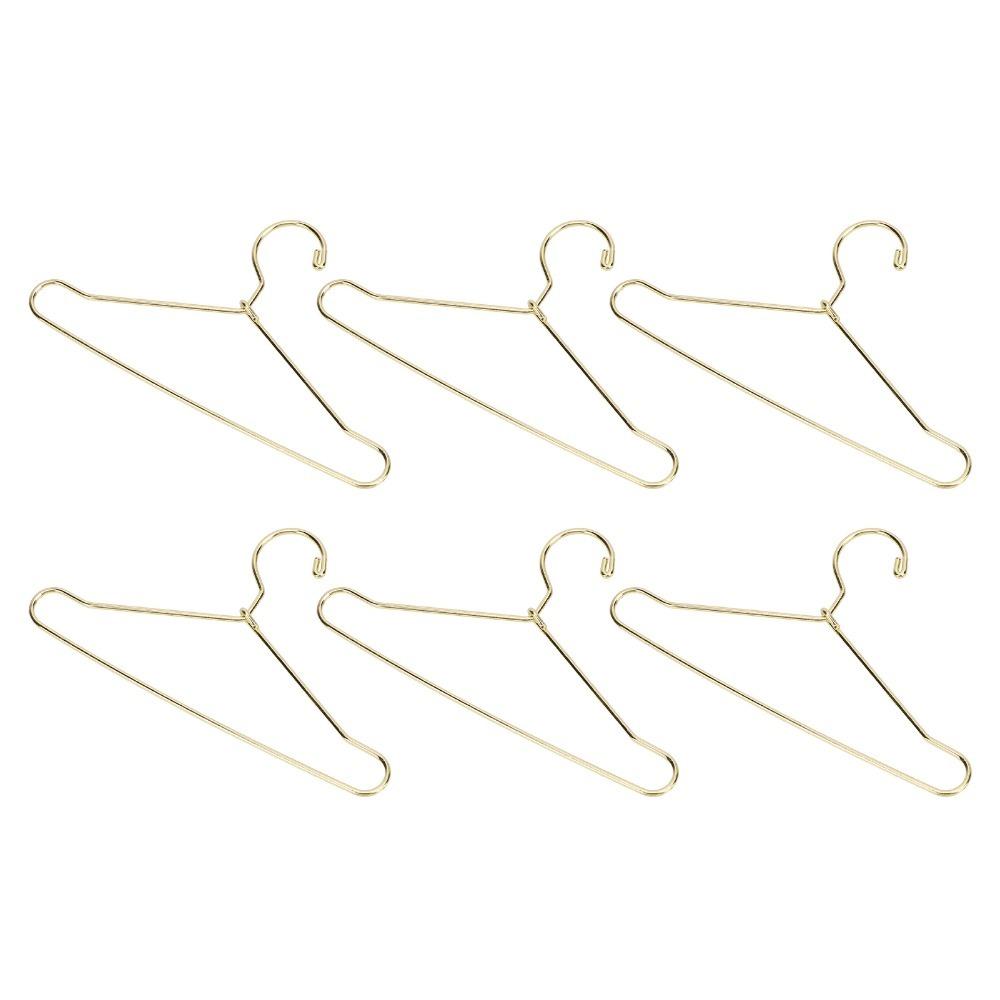 10pcs Stainless Steel Doll House Clothes Hanger Rose Gold Outfit Holder Wardrobe Storage